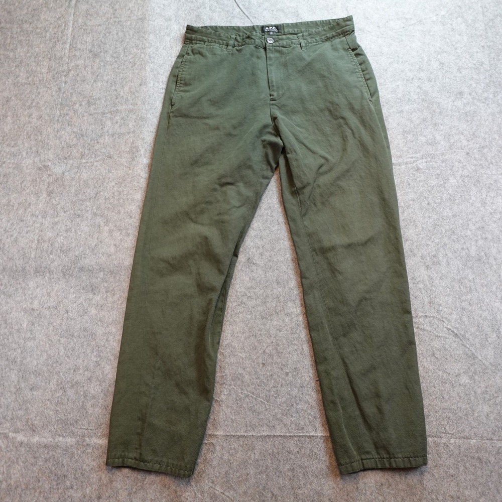 APC Pants Mens 30 (Actual 30x28) Green Chino Trousers Military Army Utility